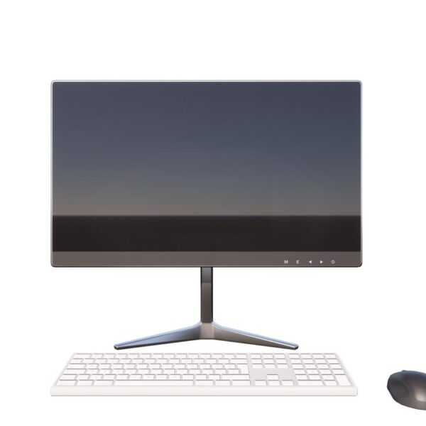 Un ordinateur portable connecté à un écran externe sur un bureau.